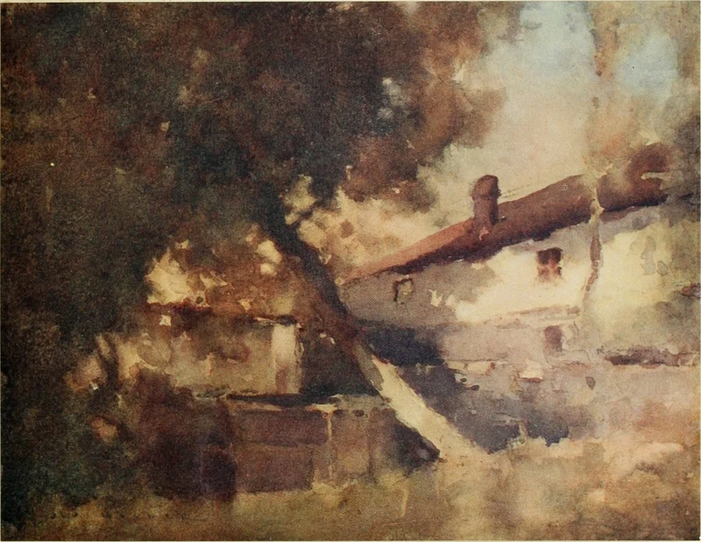 An illustration from The art of J. J. Hilder, 1918, leaf 34
