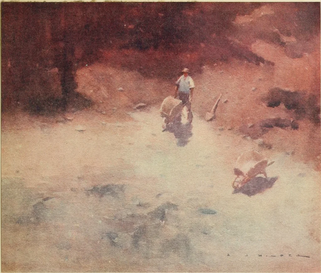 An illustration from The art of J. J. Hilder, 1918, leaf 54