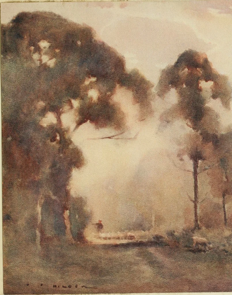 An illustration from The art of J. J. Hilder, 1918, leaf 58