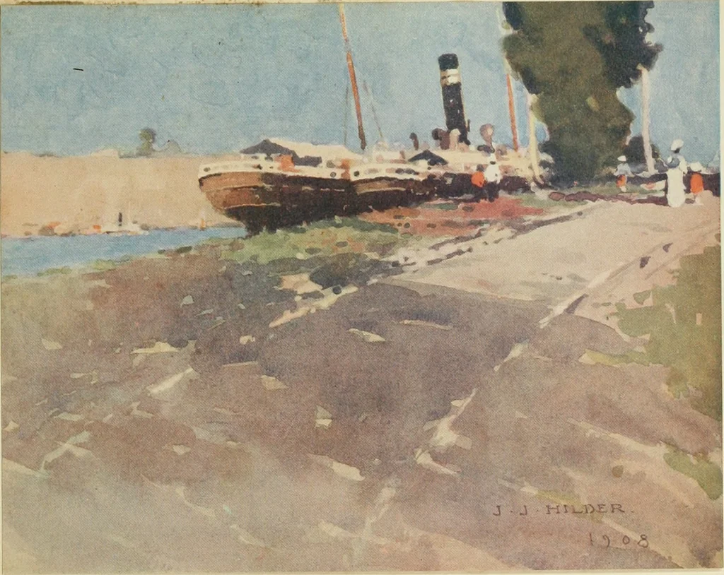An illustration from The art of J. J. Hilder, 1918, leaf 64