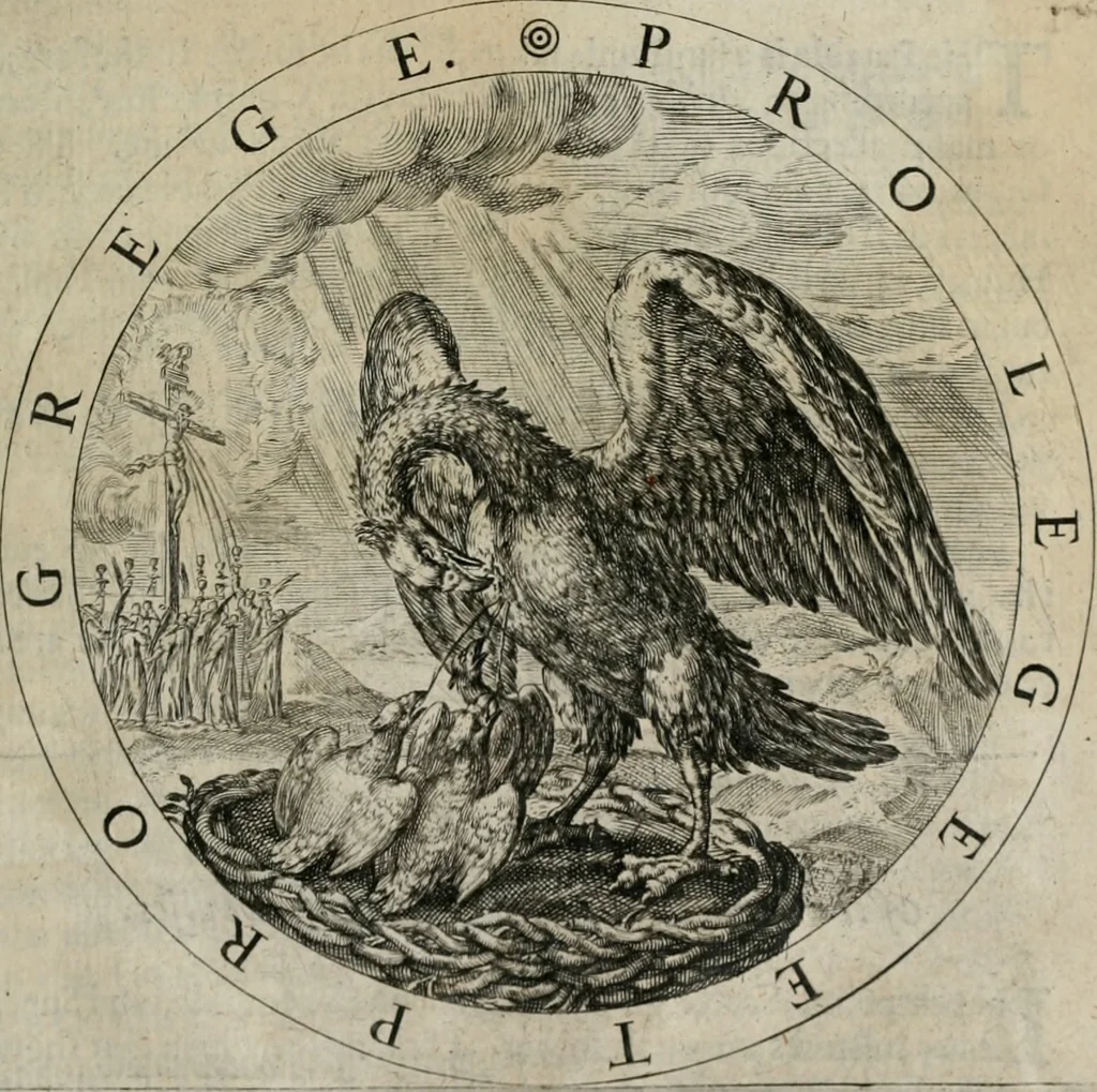 An illustration from The art of making devises : treating of hieroglyphicks, symboles, emblemes, aenigma's, sentences, parables, reverses of medals, armes, blazons, cimiers, cyphers and rebus, 1648, leaf 28