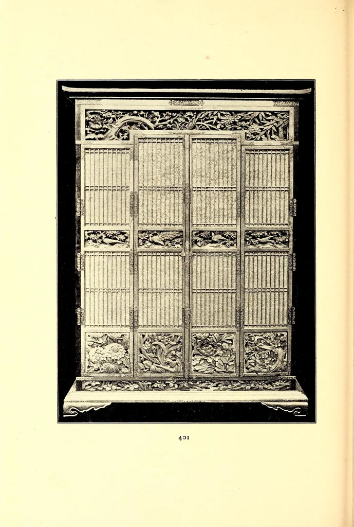 An illustration from Art of old Japan, rare specimens of pewter, carvings in jade and other stones and wood. Many lanterns from famous palace and temple grounds, fine gold lacquers and other scarce objects : selected by the well-known Japanese connoisseur Bunkio Matsuki, 1904, leaf 142