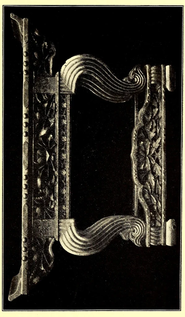 An illustration from Art of old Japan, rare specimens of pewter, carvings in jade and other stones and wood. Many lanterns from famous palace and temple grounds, fine gold lacquers and other scarce objects : selected by the well-known Japanese connoisseur Bunkio Matsuki, 1904, leaf 169