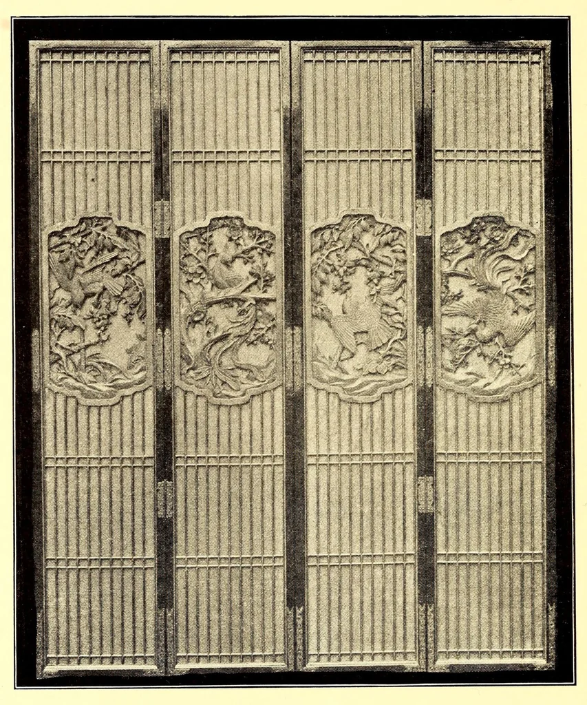 An illustration from Art of old Japan, rare specimens of pewter, carvings in jade and other stones and wood. Many lanterns from famous palace and temple grounds, fine gold lacquers and other scarce objects : selected by the well-known Japanese connoisseur Bunkio Matsuki, 1904, leaf 76