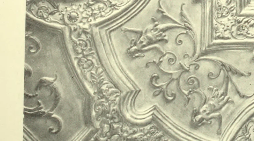 An illustration from The art of the plasterer; an account of the decorative development of the craft, chiefly in England, from the 16th to the 18th century, with chapters on the stucco of the classic period and of the Italian Renaissance, also on sgraffito, pargetting, Scottish, Irish and modern plasterwork, 1908, leaf 174
