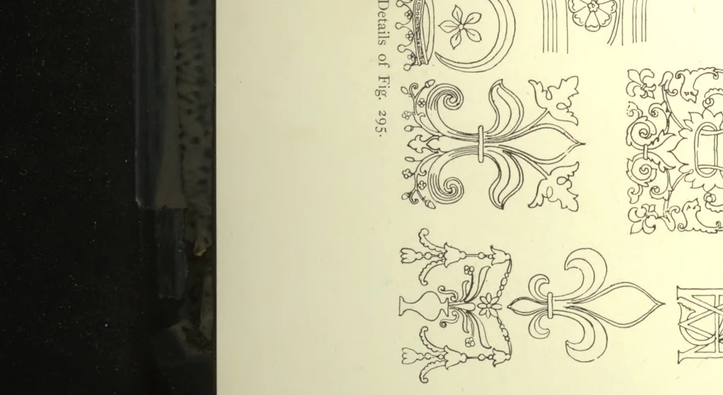 An illustration from The art of the plasterer; an account of the decorative development of the craft, chiefly in England, from the 16th to the 18th century, with chapters on the stucco of the classic period and of the Italian Renaissance, also on sgraffito, pargetting, Scottish, Irish and modern plasterwork, 1908, leaf 193