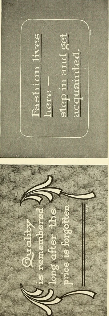 An illustration from The art of show card writing; a modern treatise on show card writing, designed as an educator in all branches of the art...With two hundred and fifty-six illustrations and thirty-two lettering plates, comprising all the standard ancient and modern styles, 1907, leaf 100