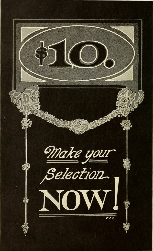 An illustration from The art of show card writing; a modern treatise on show card writing, designed as an educator in all branches of the art...With two hundred and fifty-six illustrations and thirty-two lettering plates, comprising all the standard ancient and modern styles, 1907, leaf 109