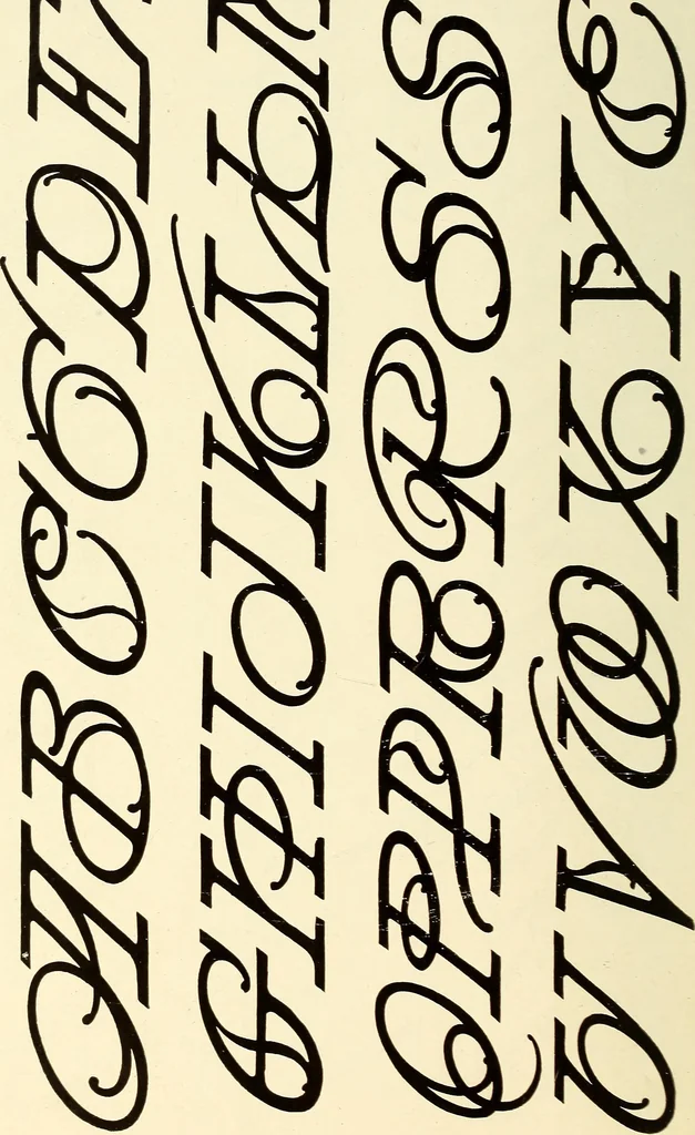 An illustration from The art of show card writing; a modern treatise on show card writing, designed as an educator in all branches of the art...With two hundred and fifty-six illustrations and thirty-two lettering plates, comprising all the standard ancient and modern styles, 1907, leaf 199