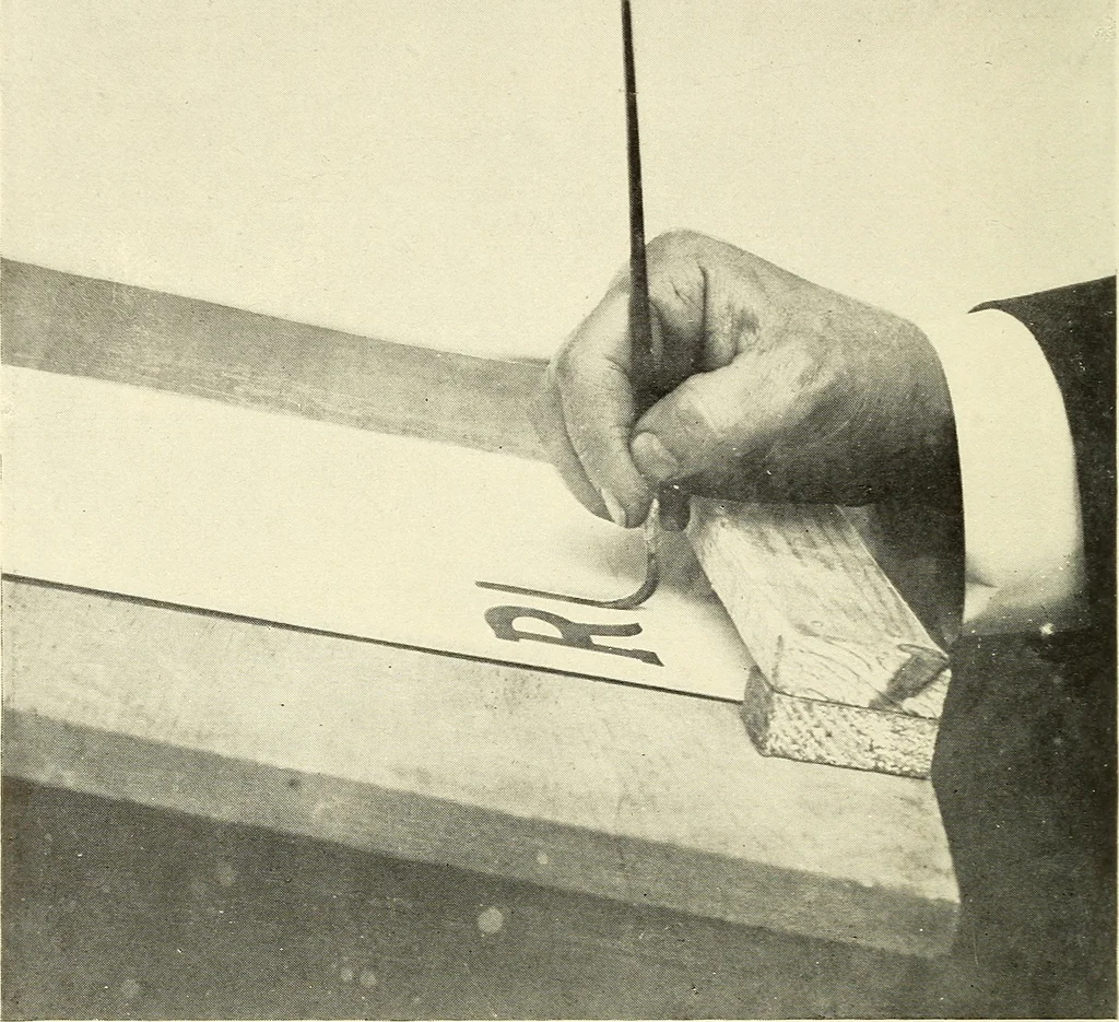 An illustration from The art of show card writing; a modern treatise on show card writing, designed as an educator in all branches of the art...With two hundred and fifty-six illustrations and thirty-two lettering plates, comprising all the standard ancient and modern styles, 1907, leaf 39