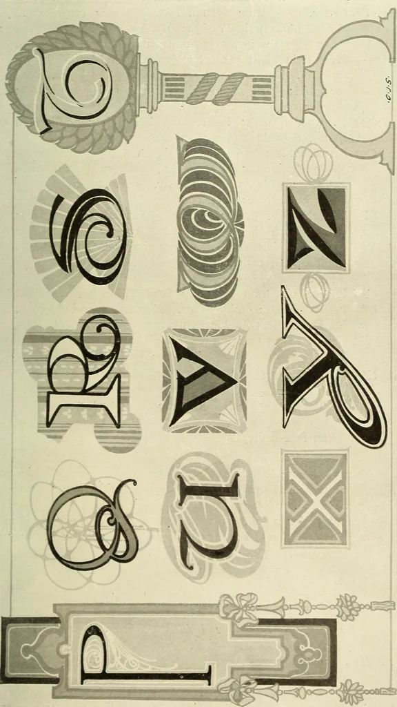 An illustration from The art of show card writing; a modern treatise on show card writing, designed as an educator in all branches of the art...With two hundred and fifty-six illustrations and thirty-two lettering plates, comprising all the standard ancient and modern styles, 1907, leaf 78