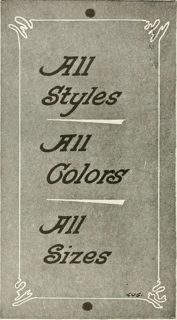 An illustration from The art of show card writing; a modern treatise covering all branches of the art ... with one hundred and fifty-three illustrations and thirty-two lettering plates, comprising all the standard ancient and modern styles, 1922, leaf 123