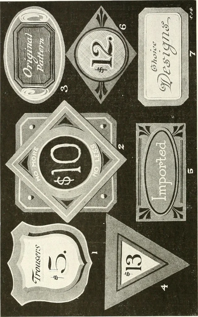An illustration from The art of show card writing; a modern treatise covering all branches of the art ... with one hundred and fifty-three illustrations and thirty-two lettering plates, comprising all the standard ancient and modern styles, 1922, leaf 173
