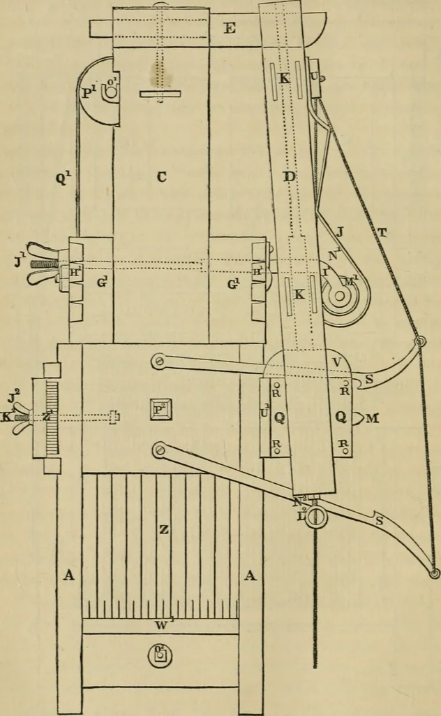 An illustration from The art of weaving, by hand and by power, with an introductory account of its rise and progress in ancient and modern times, 1844, leaf 209