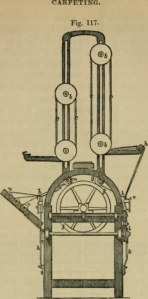An illustration from The art of weaving, by hand and by power, with an introductory account of its rise and progress in ancient and modern times, 1844, leaf 258