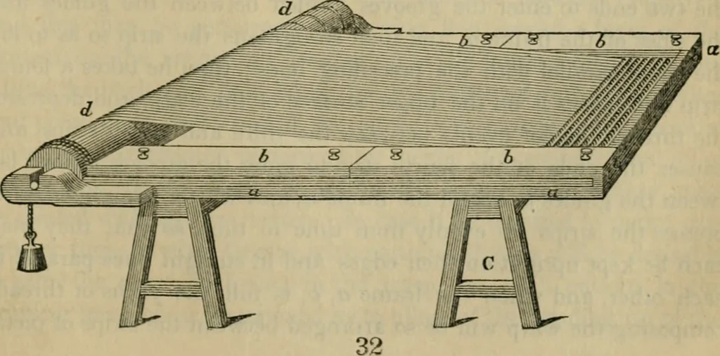An illustration from The art of weaving, by hand and by power, with an introductory account of its rise and progress in ancient and modern times, 1844, leaf 264