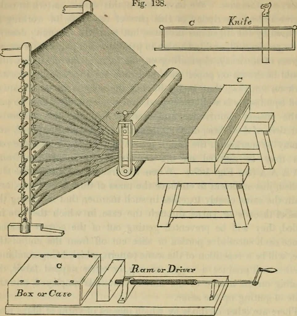 An illustration from The art of weaving, by hand and by power, with an introductory account of its rise and progress in ancient and modern times, 1844, leaf 271