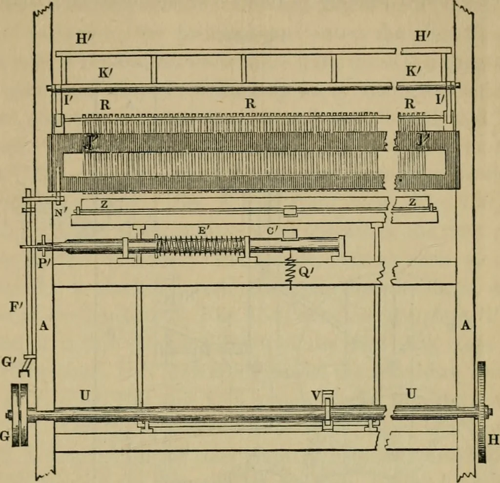 An illustration from The art of weaving, by hand and by power, with an introductory account of its rise and progress in ancient and modern times, 1844, leaf 352