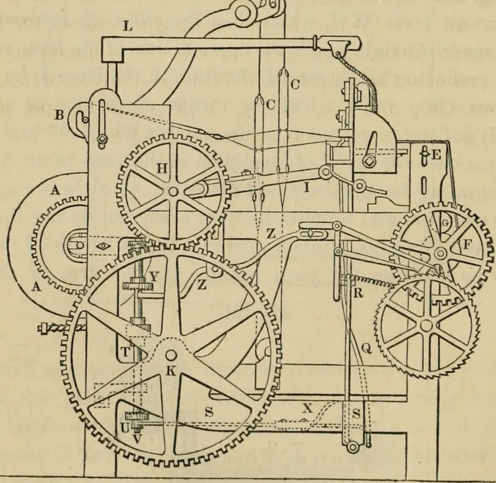 An illustration from The art of weaving, by hand and by power, with an introductory account of its rise and progress in ancient and modern times, 1844, leaf 379