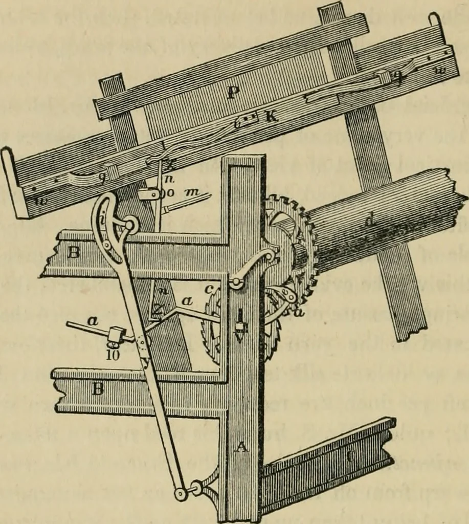 An illustration from The art of weaving, by hand and by power, with an introductory account of its rise and progress in ancient and modern times, 1844, leaf 385