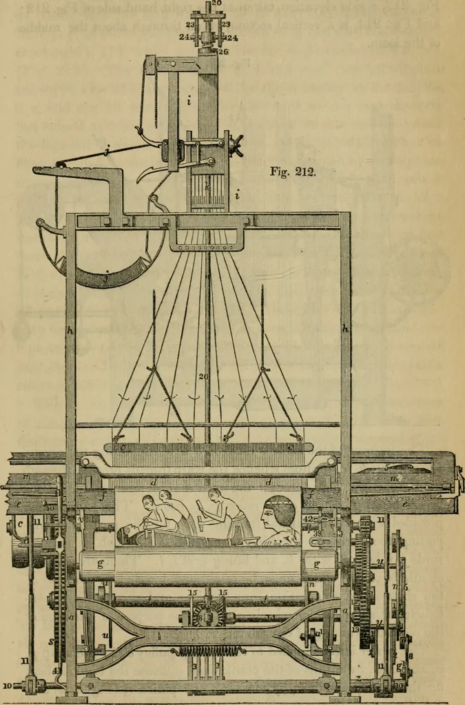 An illustration from The art of weaving, by hand and by power, with an introductory account of its rise and progress in ancient and modern times, 1844, leaf 462
