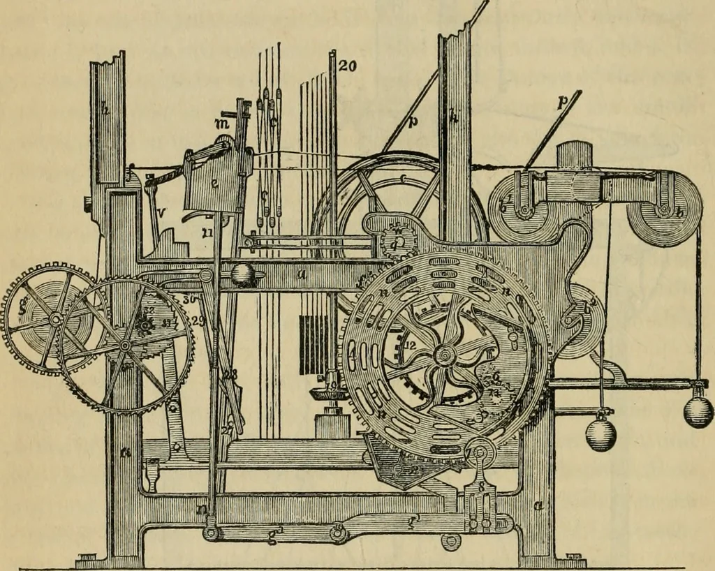 An illustration from The art of weaving, by hand and by power, with an introductory account of its rise and progress in ancient and modern times, 1844, leaf 463