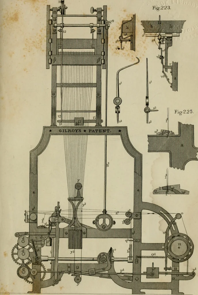 An illustration from The art of weaving, by hand and by power, with an introductory account of its rise and progress in ancient and modern times, 1844, leaf 484