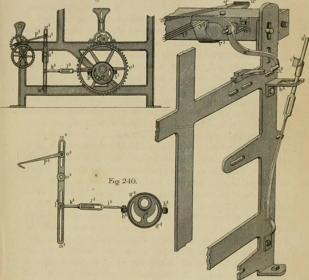 An illustration from The art of weaving, by hand and by power, with an introductory account of its rise and progress in ancient and modern times, 1844, leaf 514
