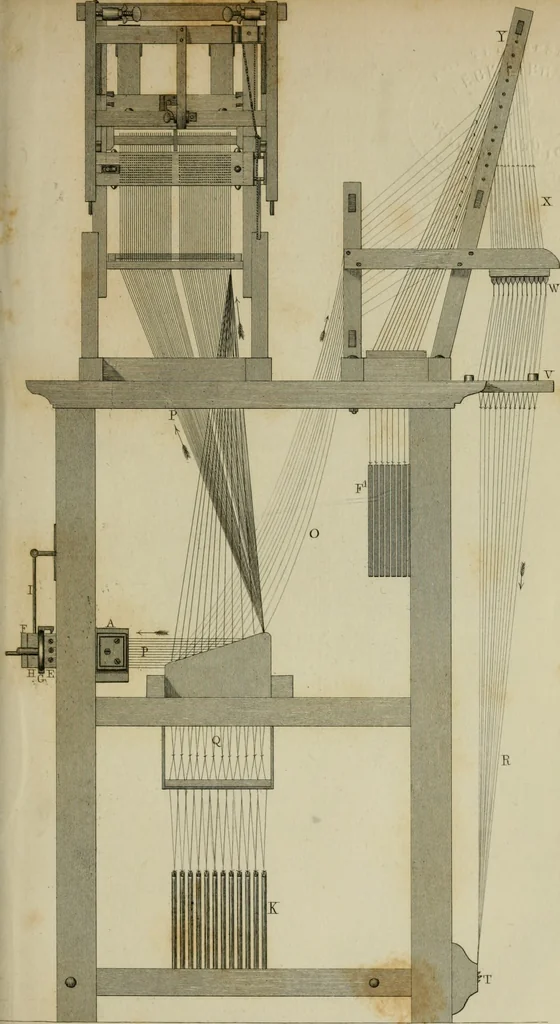 An illustration from The art of weaving, by hand and by power, with an introductory account of its rise and progress in ancient and modern times, 1844, leaf 564