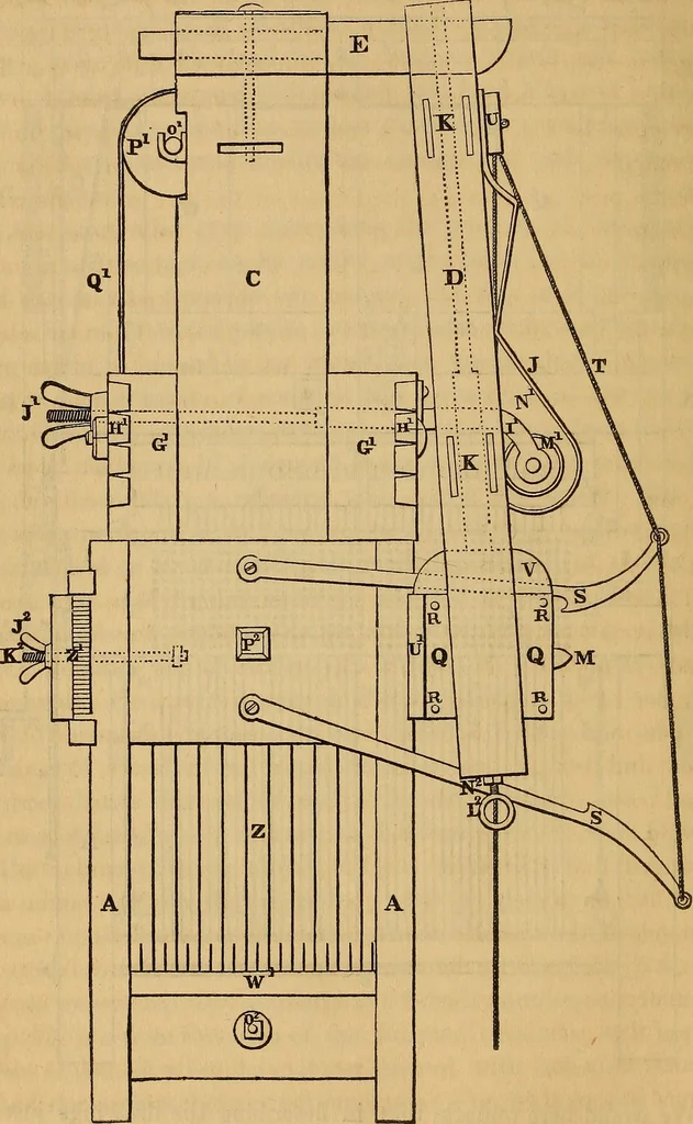 An illustration from The art of weaving, by hand and by power, 1844, leaf 215