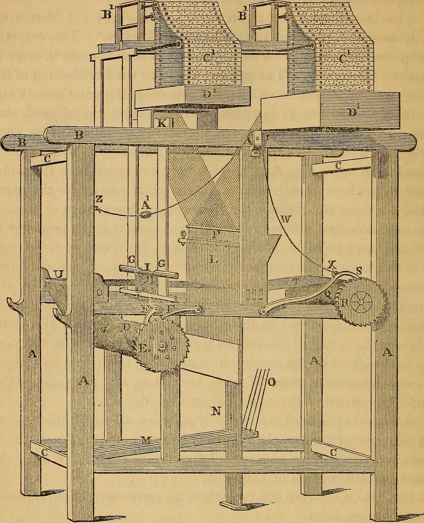 An illustration from The art of weaving, by hand and by power, 1844, leaf 233