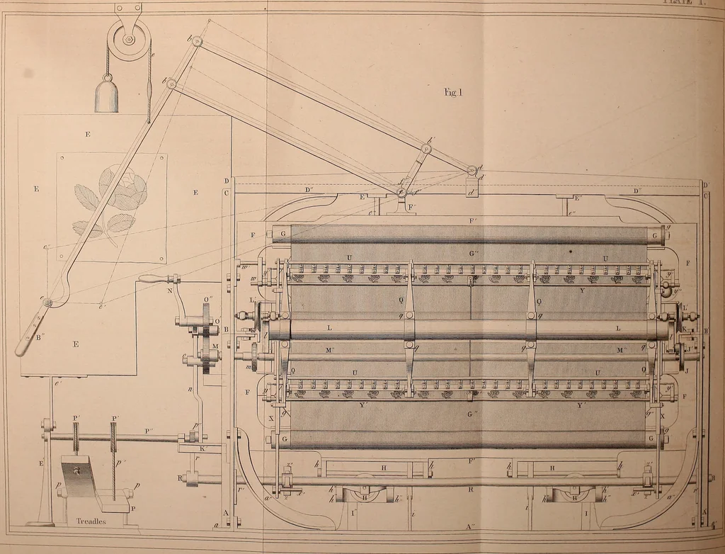 An illustration from The art of weaving, by hand and by power, 1844, leaf 333