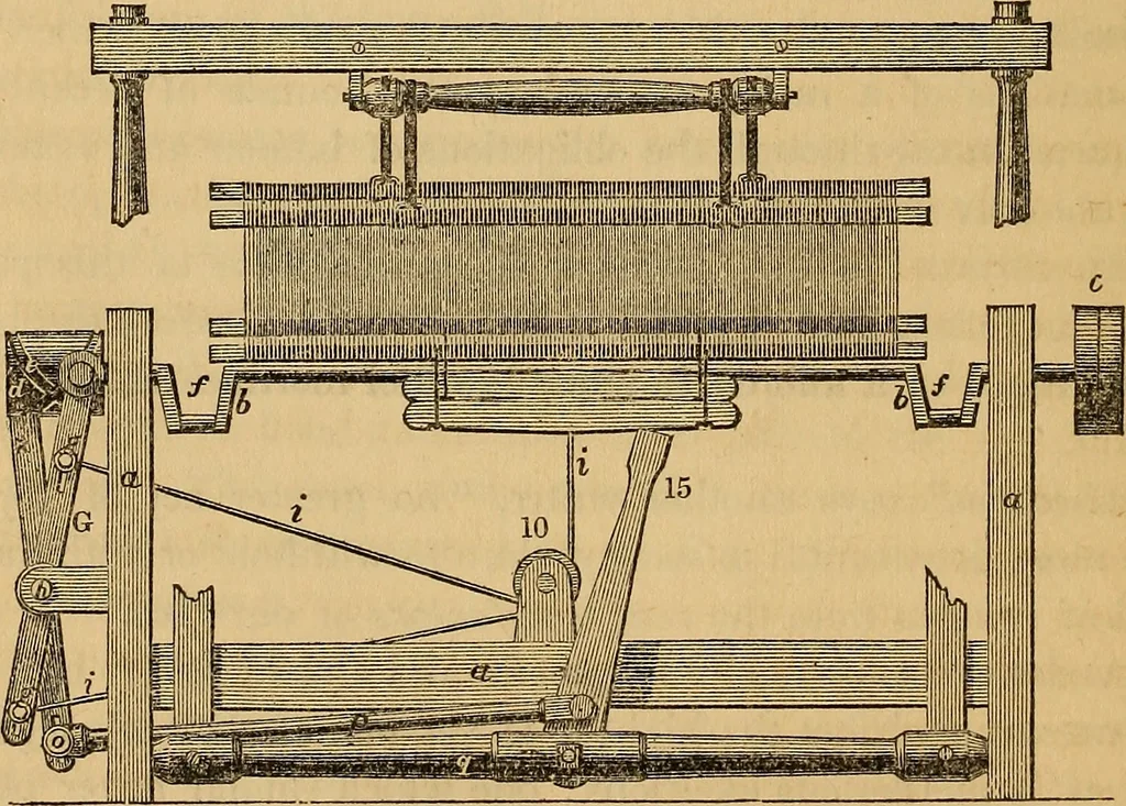 An illustration from The art of weaving, by hand and by power, 1844, leaf 409