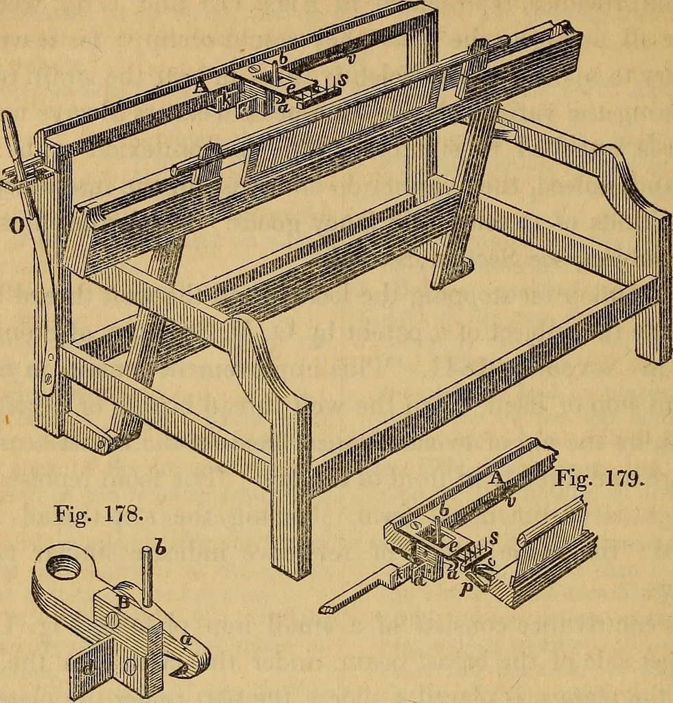 An illustration from The art of weaving, by hand and by power, 1844, leaf 417