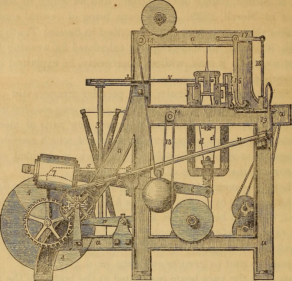 An illustration from The art of weaving, by hand and by power, 1844, leaf 427