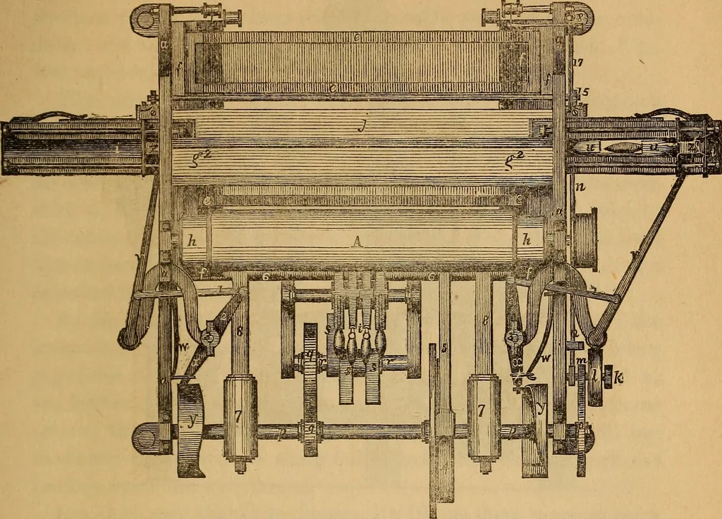 An illustration from The art of weaving, by hand and by power, 1844, leaf 428