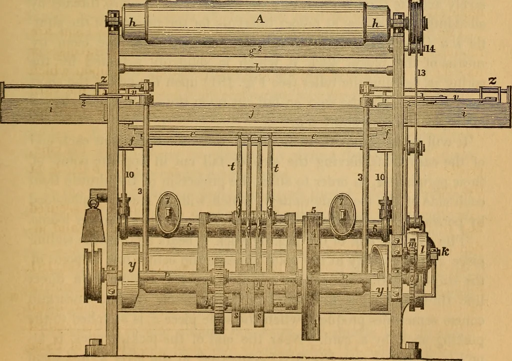 An illustration from The art of weaving, by hand and by power, 1844, leaf 428