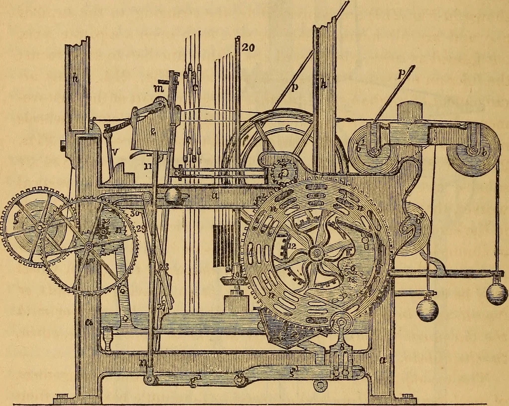An illustration from The art of weaving, by hand and by power, 1844, leaf 477