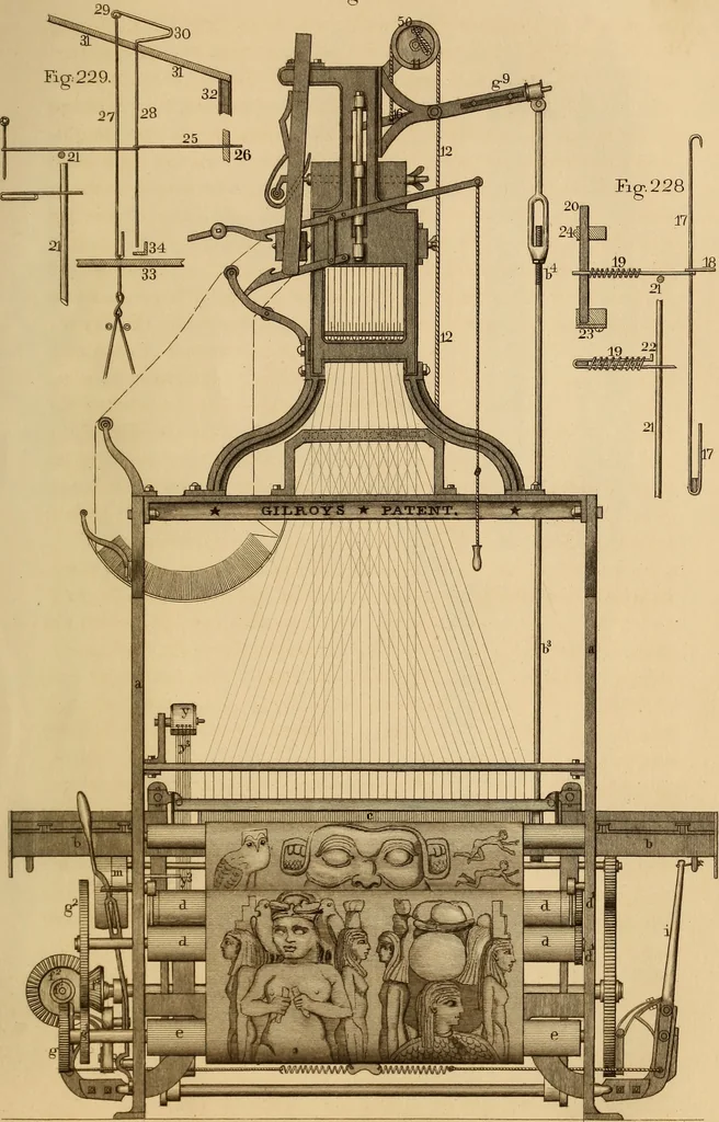 An illustration from The art of weaving, by hand and by power, 1844, leaf 494