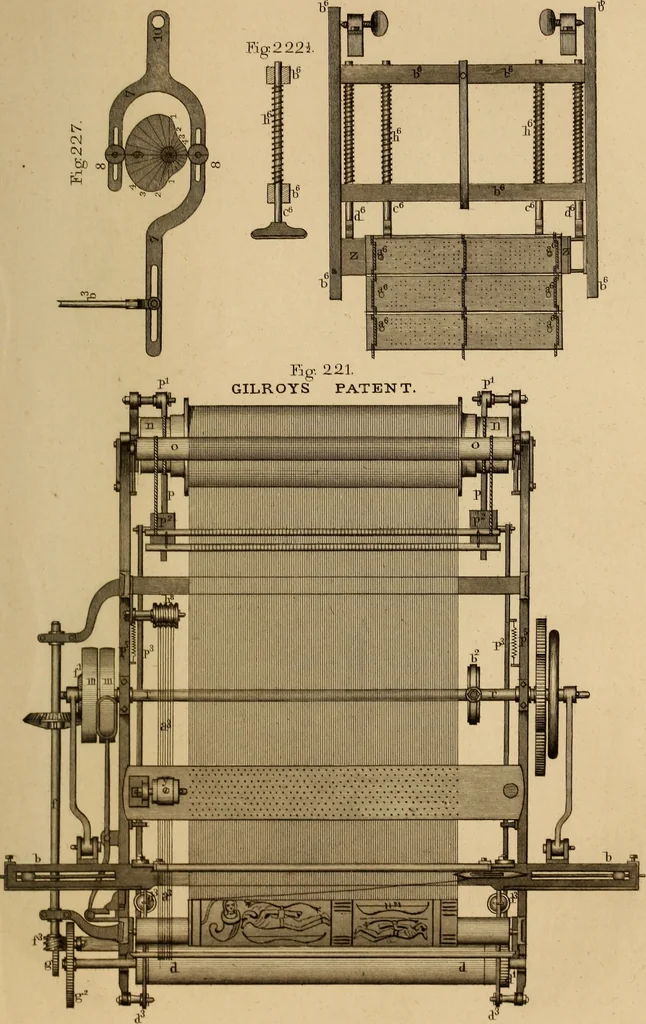 An illustration from The art of weaving, by hand and by power, 1844, leaf 500