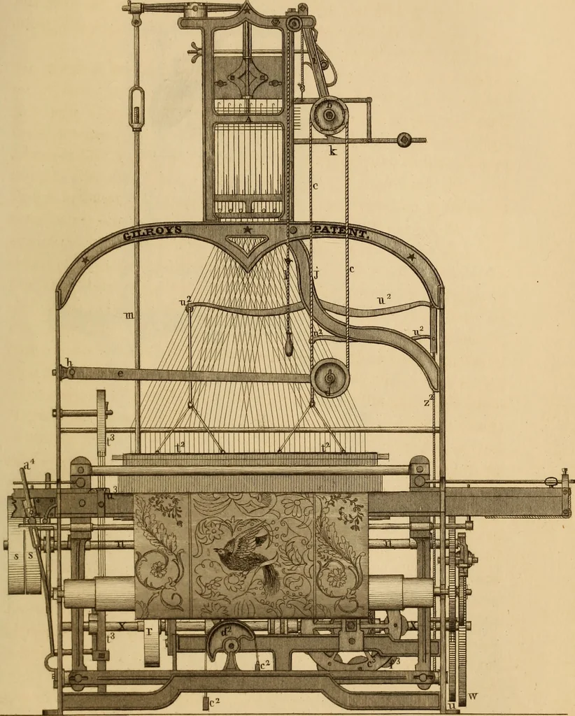 An illustration from The art of weaving, by hand and by power, 1844, leaf 518