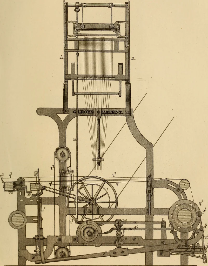 An illustration from The art of weaving, by hand and by power, 1844, leaf 520