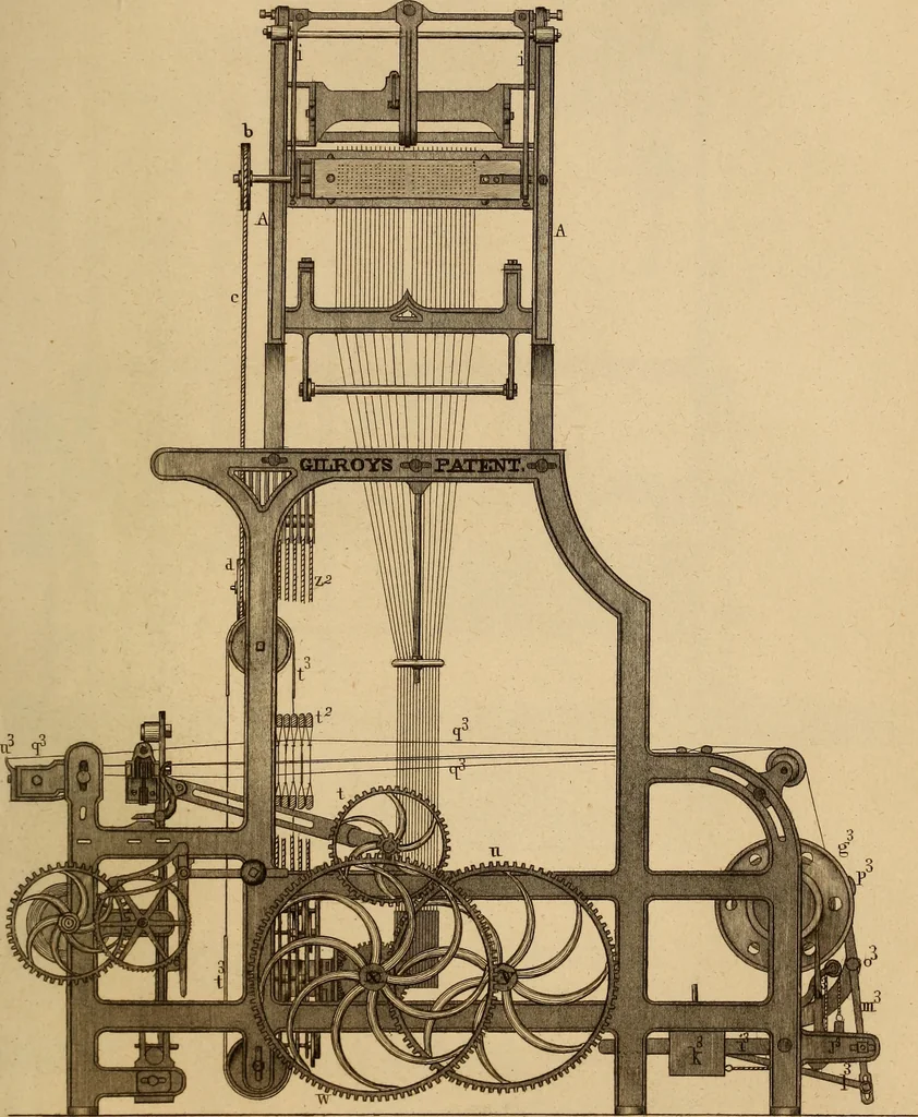 An illustration from The art of weaving, by hand and by power, 1844, leaf 522
