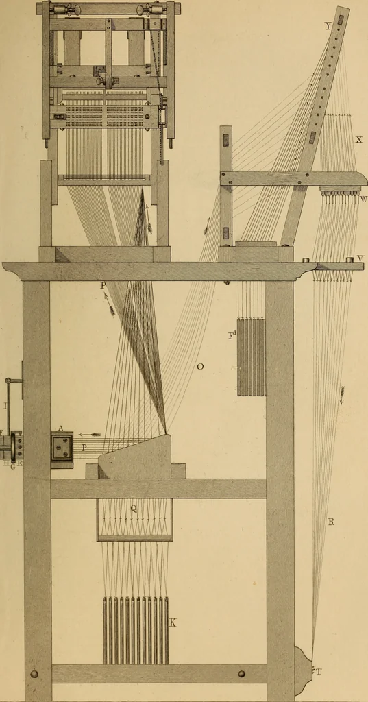 An illustration from The art of weaving, by hand and by power, 1844, leaf 582