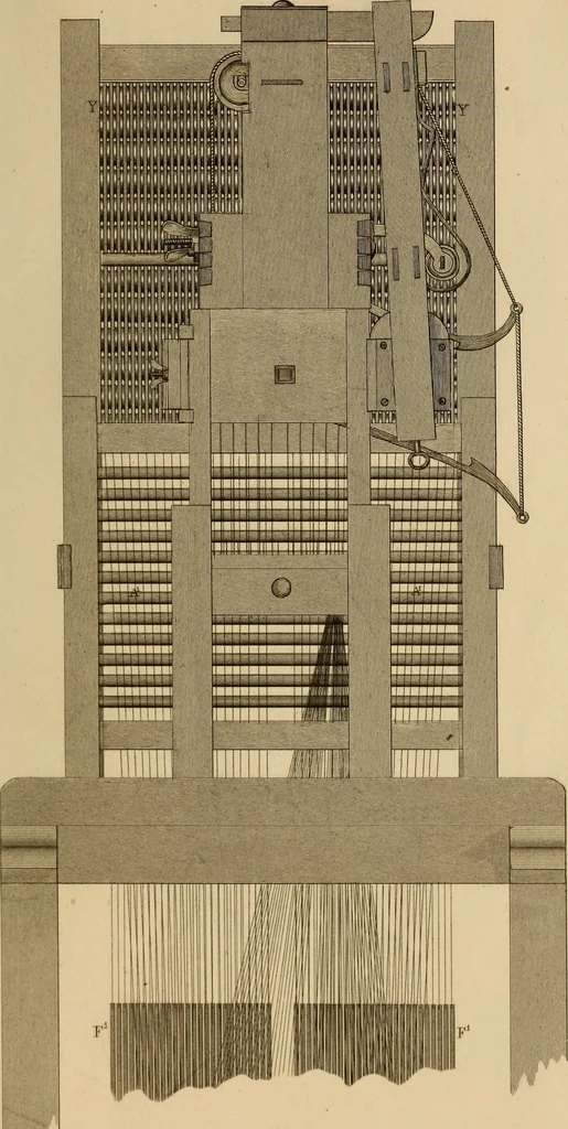 An illustration from The art of weaving, by hand and by power, 1844, leaf 584