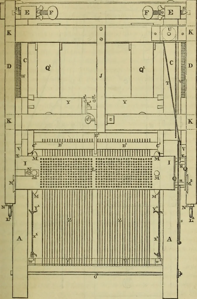 An illustration from The art of weaving, by hand and by power, : with an introductory account of its rise and progress in ancient and modern times. For the use of manufacturers and others., 1844, leaf 204