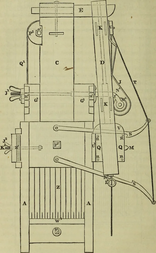 An illustration from The art of weaving, by hand and by power, : with an introductory account of its rise and progress in ancient and modern times. For the use of manufacturers and others., 1844, leaf 205