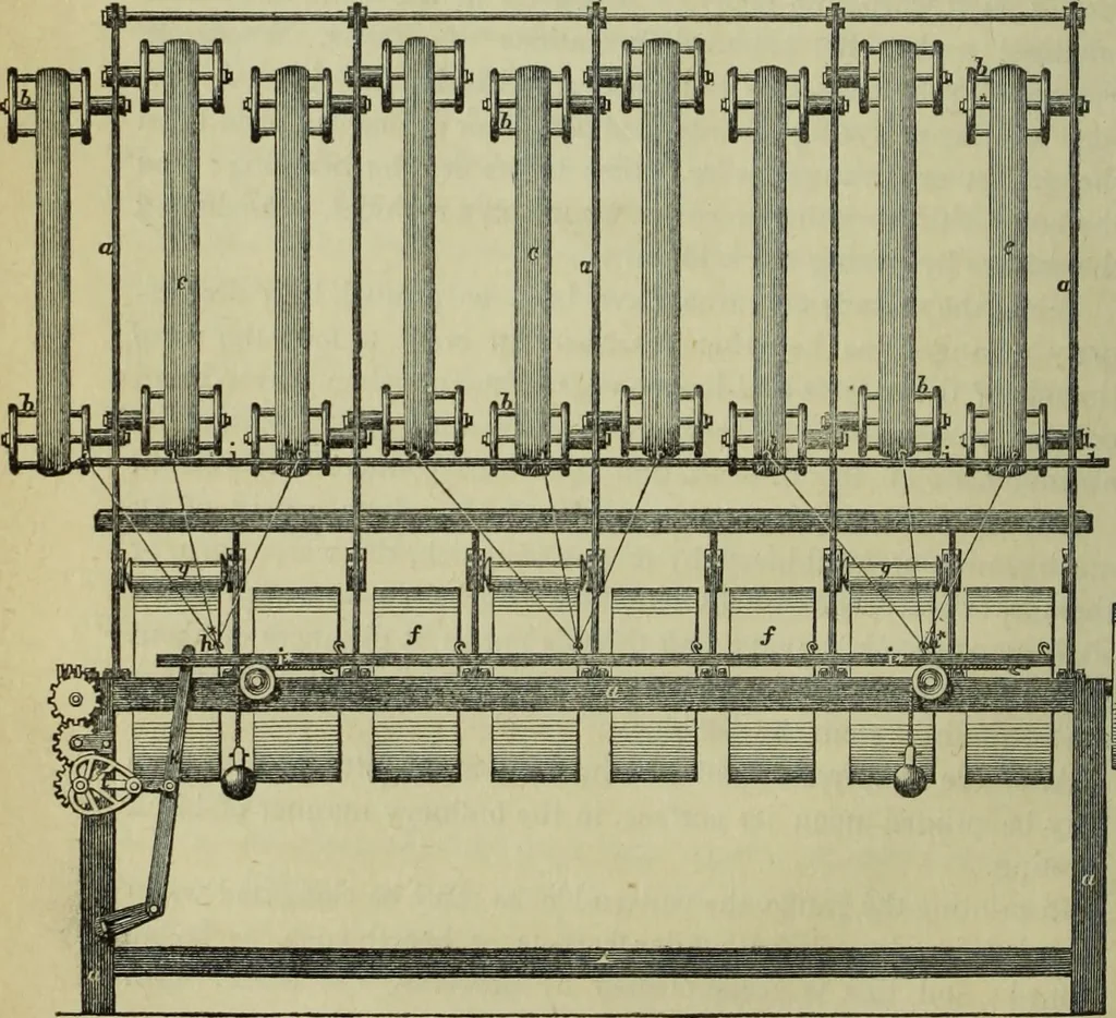 An illustration from The art of weaving, by hand and by power, : with an introductory account of its rise and progress in ancient and modern times. For the use of manufacturers and others., 1844, leaf 253