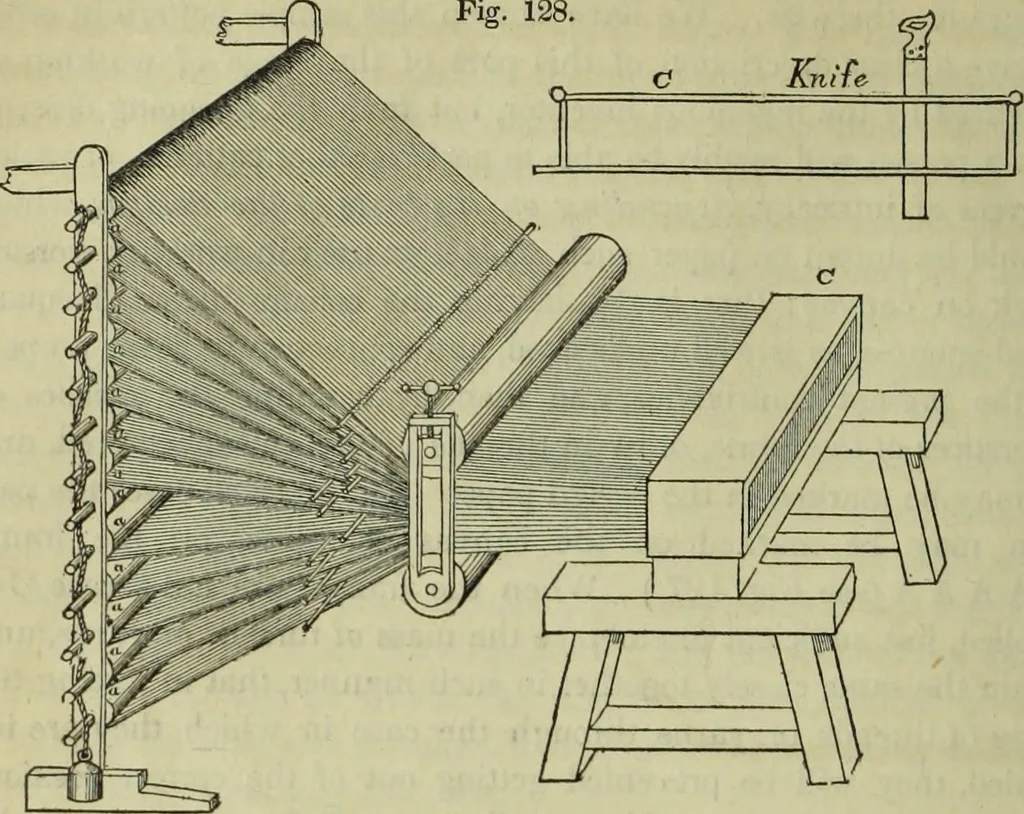 An illustration from The art of weaving, by hand and by power, : with an introductory account of its rise and progress in ancient and modern times. For the use of manufacturers and others., 1844, leaf 267
