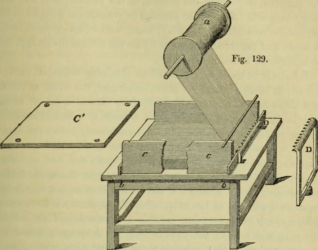 An illustration from The art of weaving, by hand and by power, : with an introductory account of its rise and progress in ancient and modern times. For the use of manufacturers and others., 1844, leaf 268
